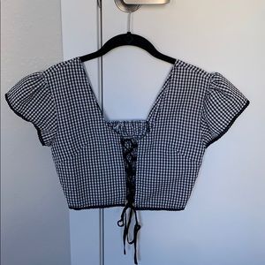 I Am Gia Bardot Gingham Top